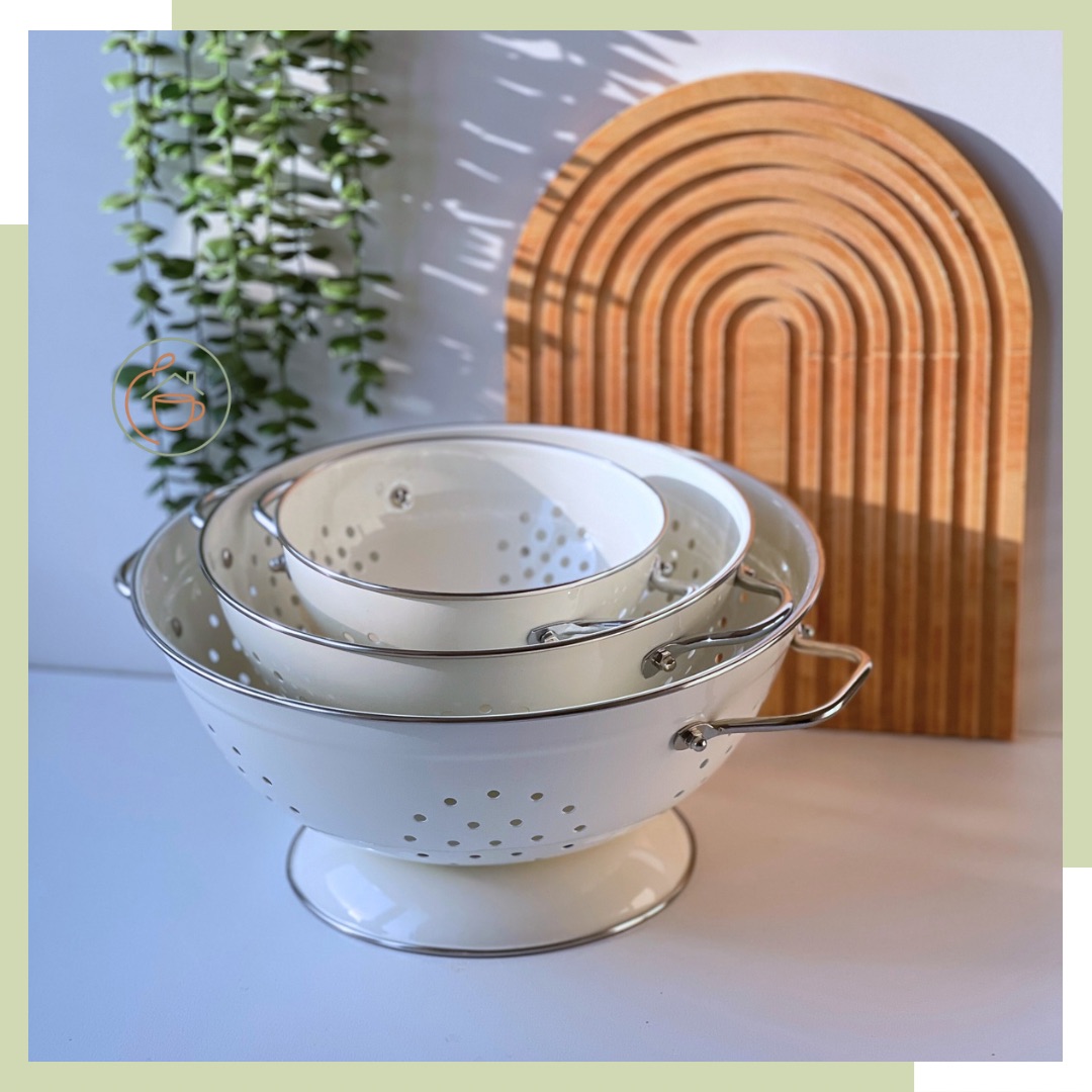 آبکش لعابی طرح ایکیا رنگ سفید