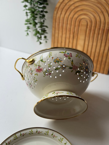 آبکش و سینی لعابی گلبهاری
